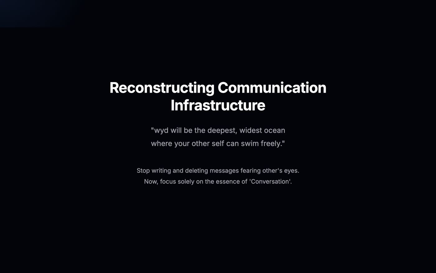 WYD 비전 구역 실제 화면 — Reconstructing Communication Infrastructure
